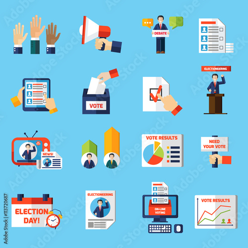 Elections And Voting Flat Icons Set
