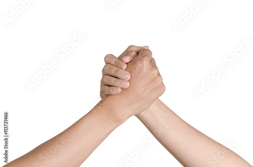 Partner hand between two Asian men