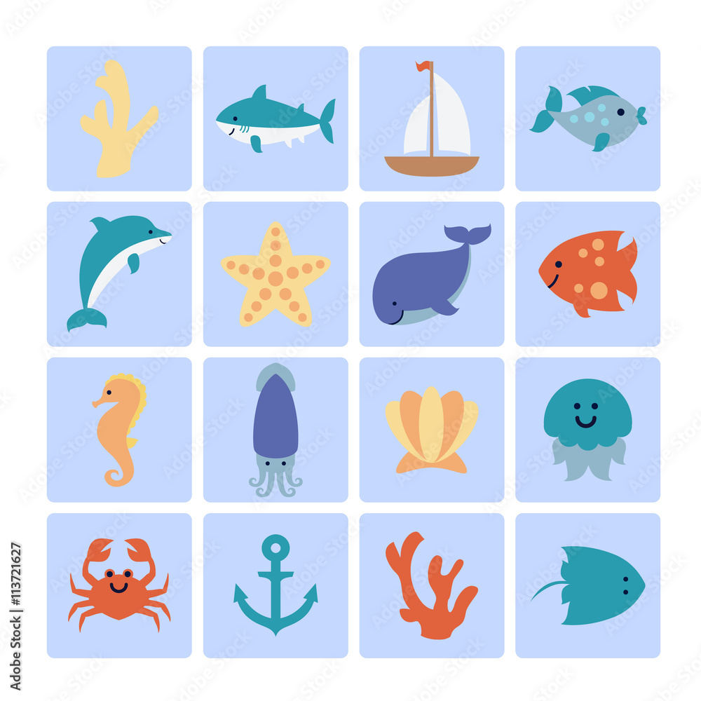 Set of sea icons.