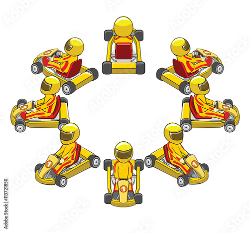 Set of racing car of various angles. Cartoon vector illustration.