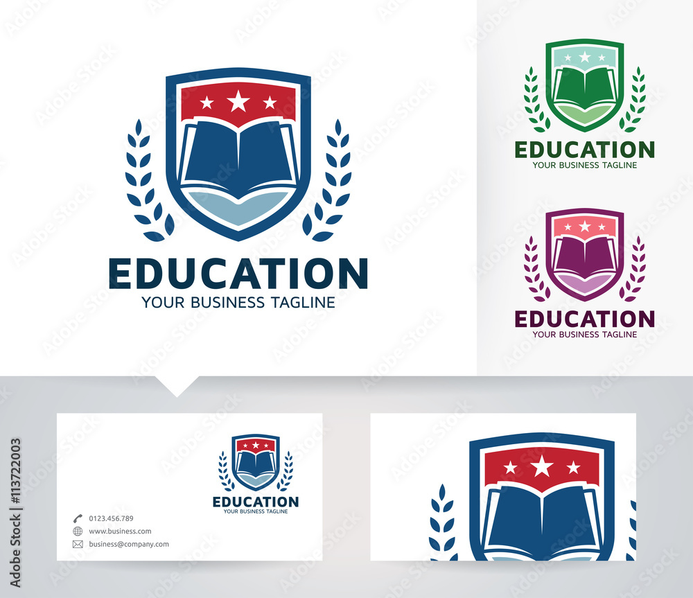 Education vector logo with business card template Education vector logo with business card template