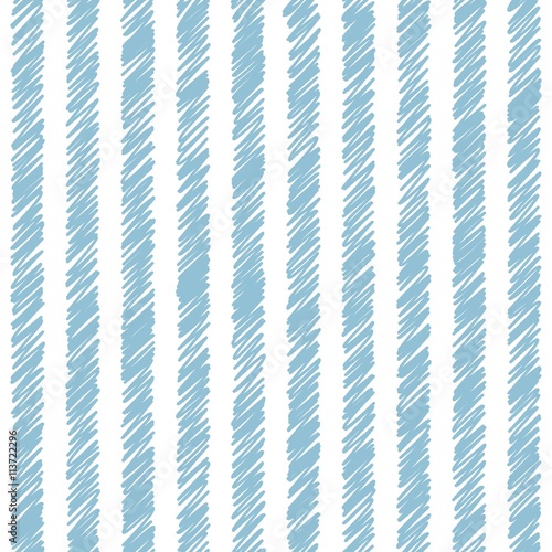 Vector vertical striped white and blue seamless pattern. Diagonal drawing of thin lines. Simple abstract geometric light ornamental illustration.