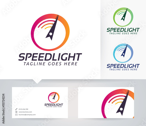 Speed Light vector logo with business card template