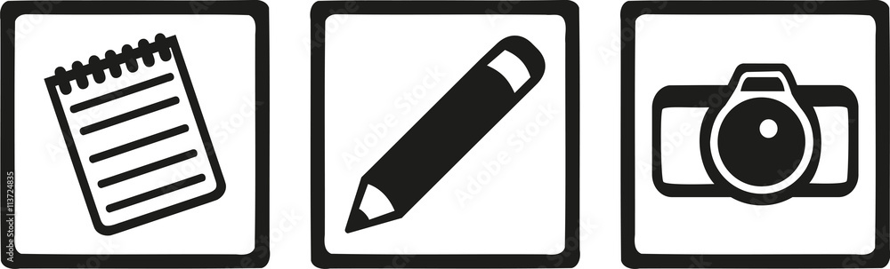 Journalist icons - pencil notepad camera Journalist icons - pencil notepad camera