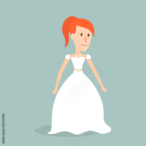 Girl in bride dress -  flat vector illustration