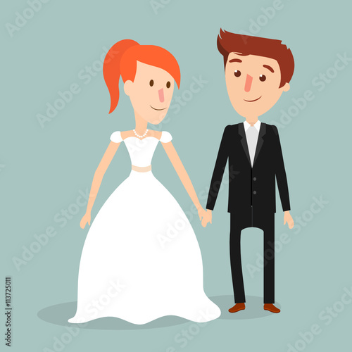Bride and groom vector illustration.