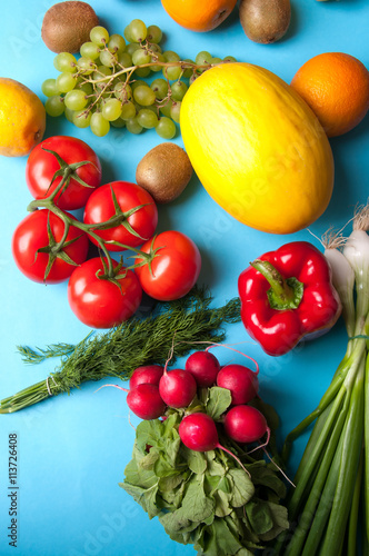 фотографія Fruits and vegetables from above