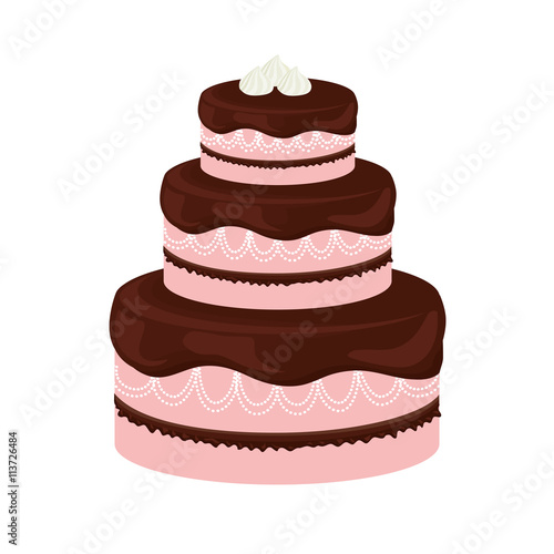 Cake with cream design. Bakery icon. vector graphic © djvstock