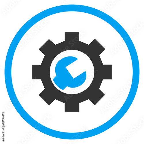 Configuration Tools vector bicolor icon. Image style is a flat icon symbol inside a circle, blue and gray colors, white background.