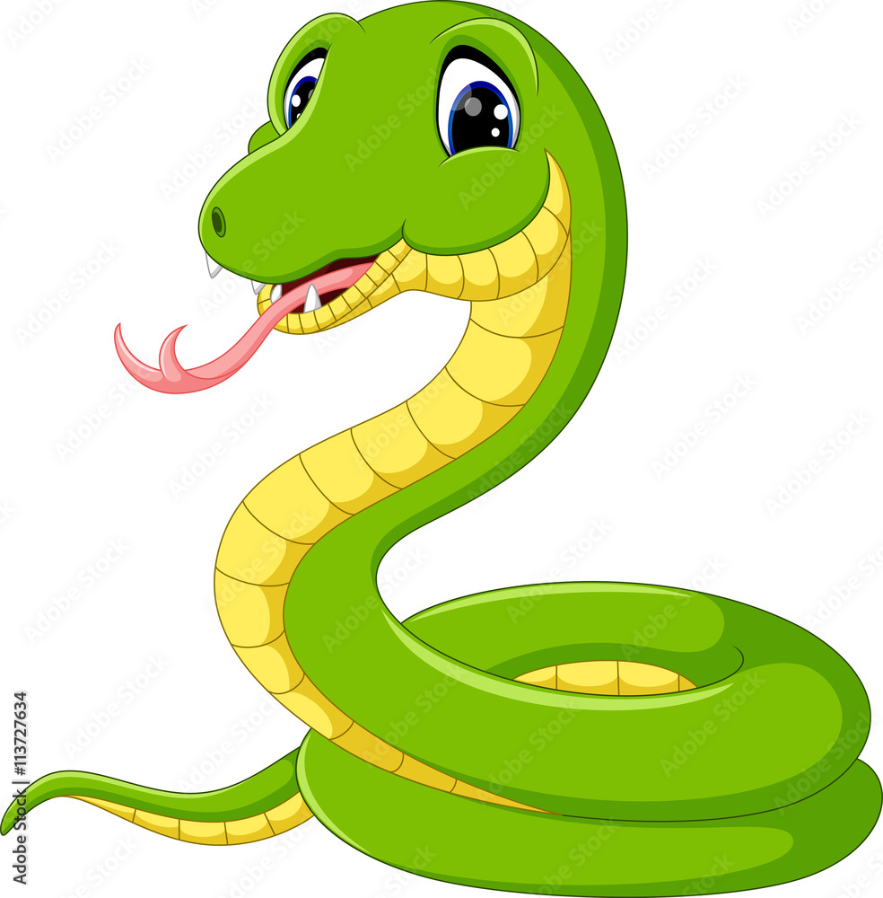 Obraz premium illustration of Cute green snake cartoon