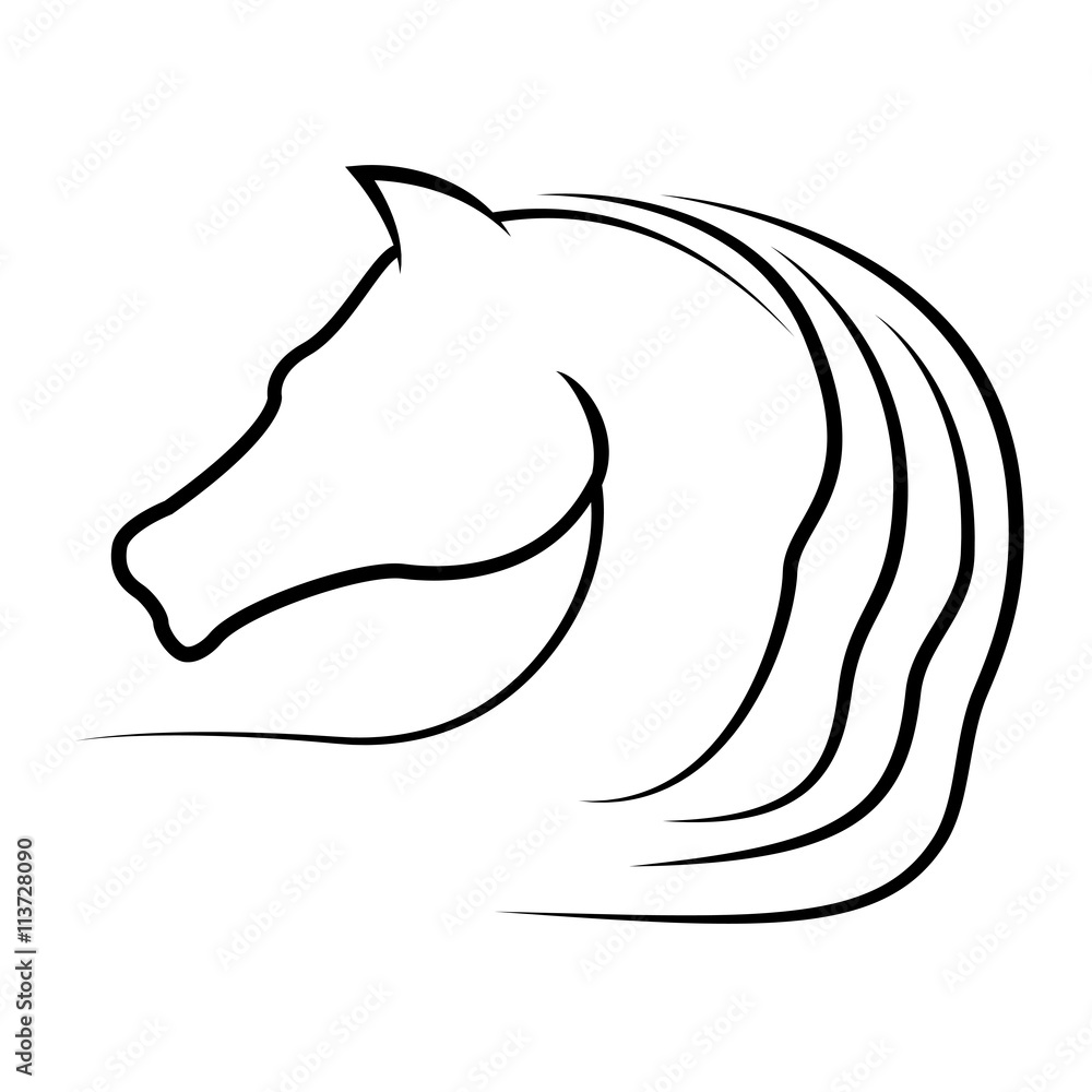 Fototapeta Horse silhouette. Farm Animal icon. vector graphic