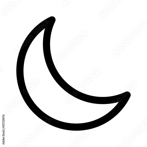 Crescent moon or night / nighttime line art icon for apps and websites