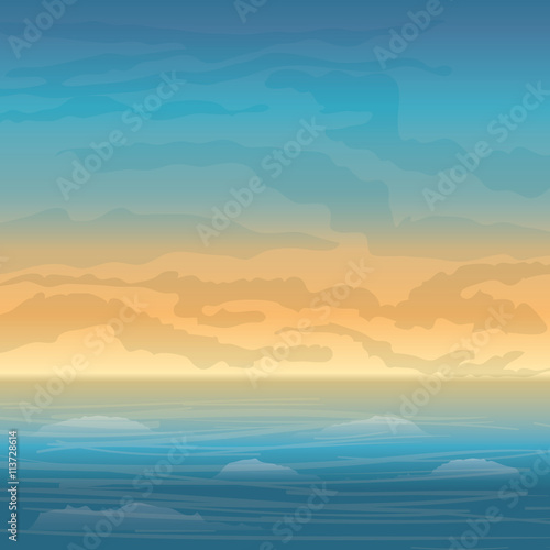 Sea lifestyle concept. Blue background illustration. vector grap