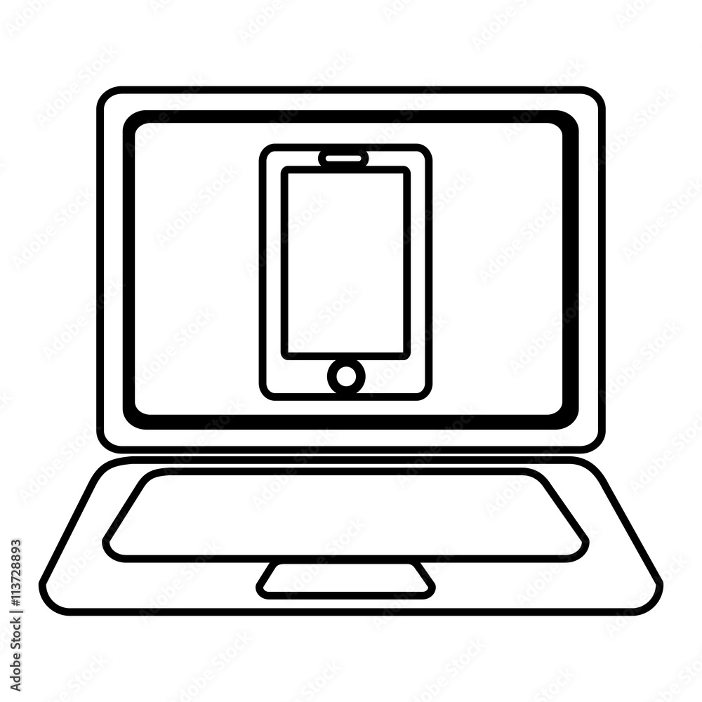 laptop with a smartphone icon on the screen over isolated background,vector illustration laptop with a smartphone icon on the screen over isolated background,vector illustration
