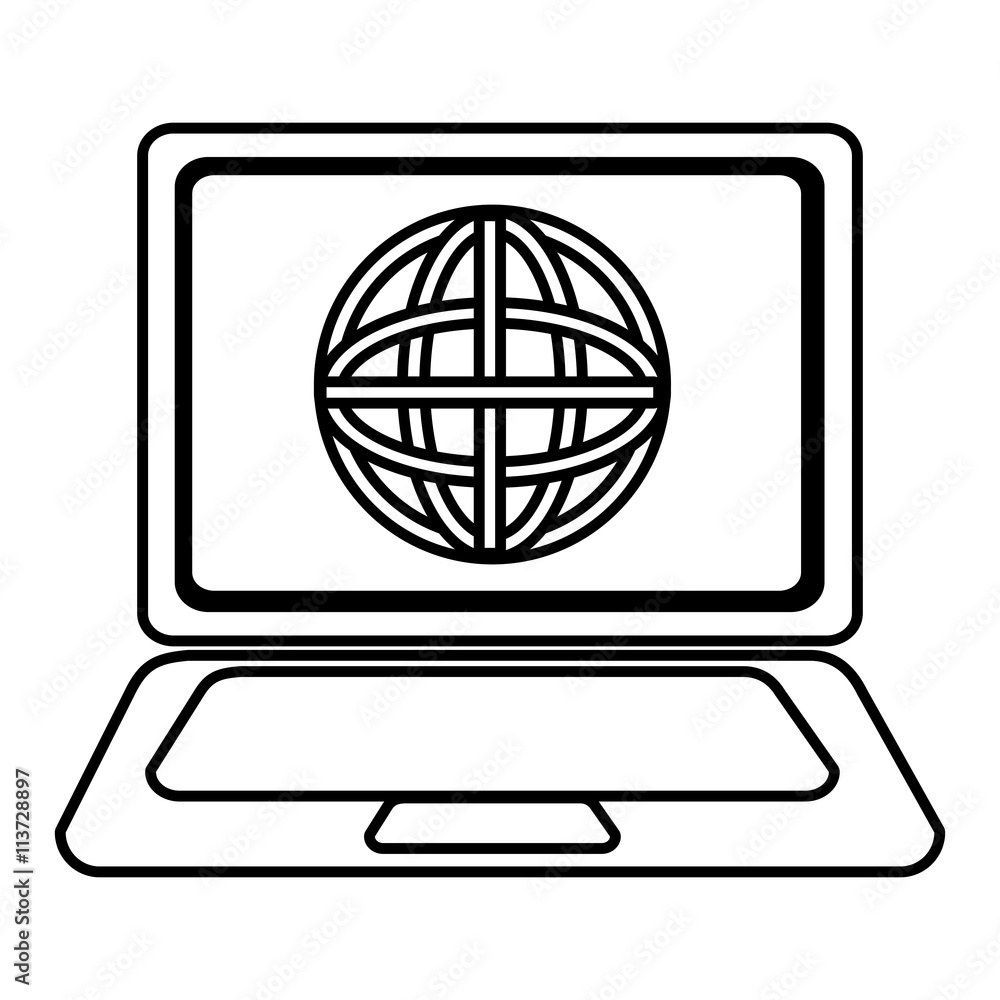 laptop with a world map icon on the screen over isolated background,vector illustration laptop with a world map icon on the screen over isolated background,vector illustration
