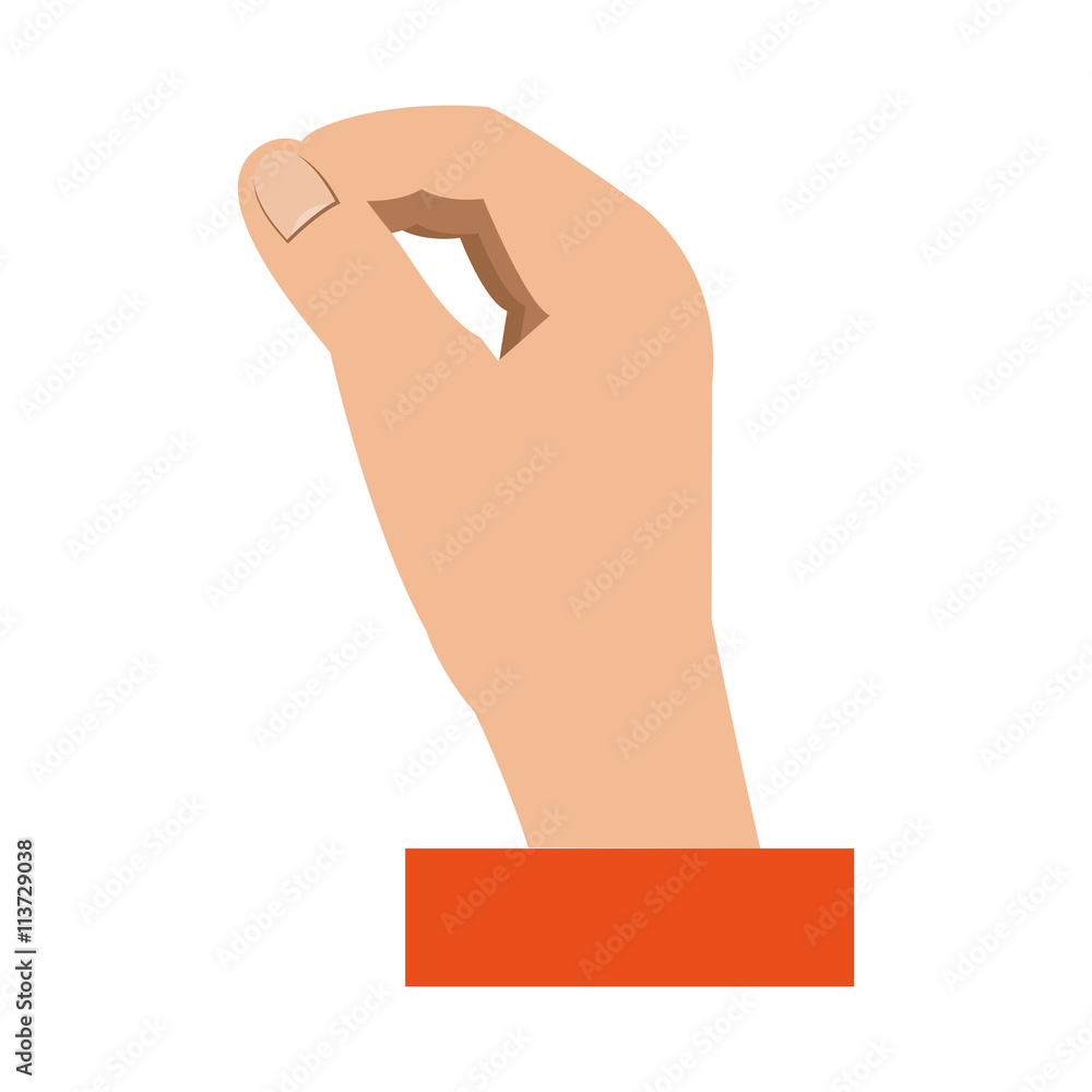 cartoon human hand side view and red square over isolated background,vector  illustration Stock Vector | Adobe Stock