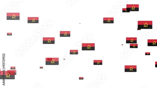 Isolated moving Angola heart flag particles on white background. Flags of  Angola. Angola national flags.