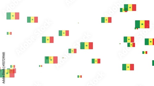 Isolated moving Senegal heart flag particles on white background. Flags of  Senegal. Senegal national flags.