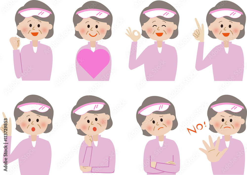高齢女性　表情　セット