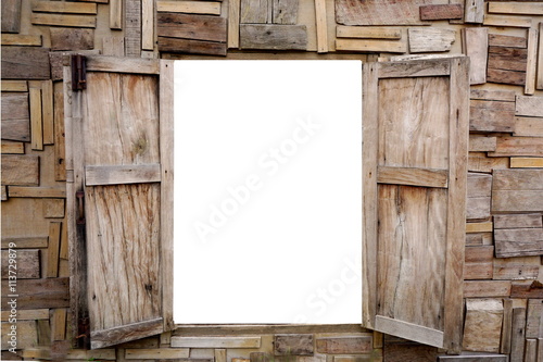 Fototapeta Naklejka Na Ścianę i Meble -  vintage style wooden window opening isolated on a white background