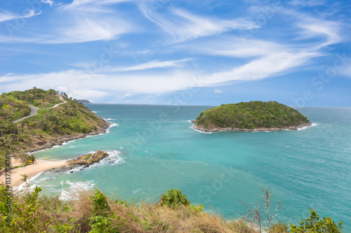 Promthep cape viewpoint at blue sky in Phuket,Thailand in a bright day © powerbeephoto