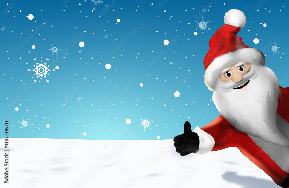 Weihnachten Weihnachtsmann Daumen hoch 3D Render ilustración de Stock  Adobe Stock