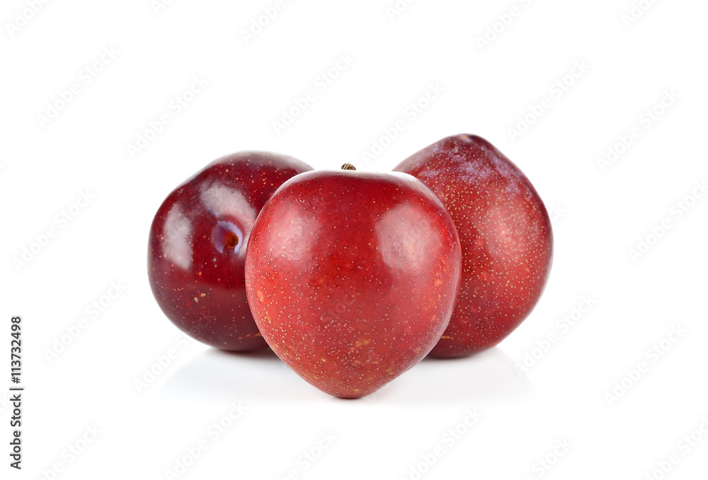 Plum or Sweet Ripe Plum fruit on white background