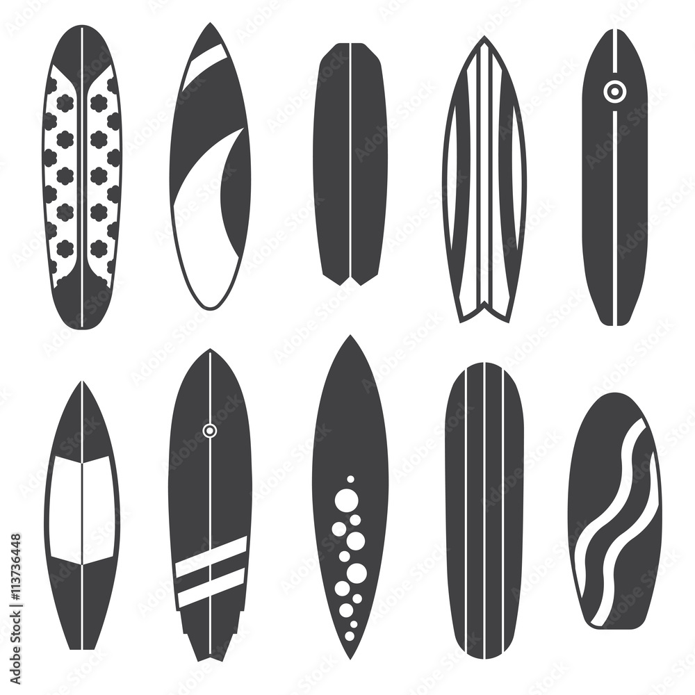 Outline Surfing Board Icons