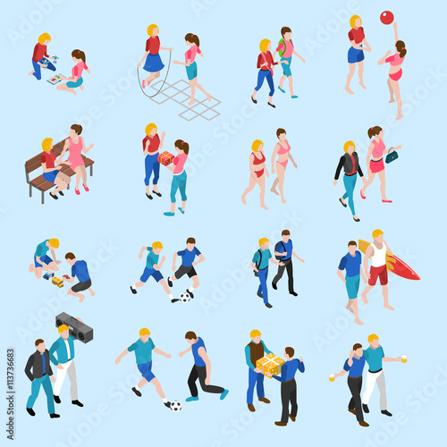 Friends Isometric Icons Set 