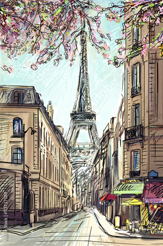 Photography Street in paris - illustration concept