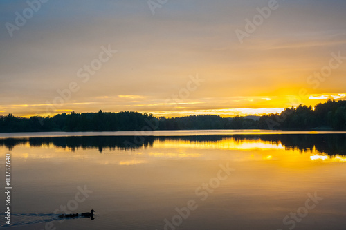 Sunset on a lake in Kuopio, Finland