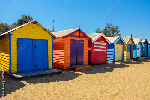 The colorful landmark of Brighton Beach in Melbourne © Pealiku