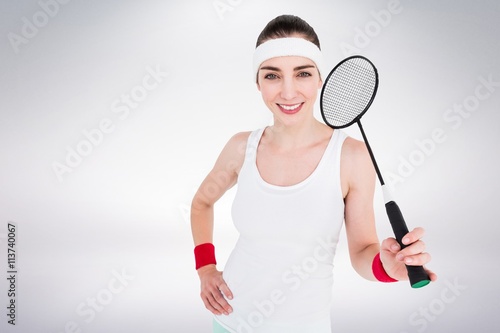 Composite image of badminton player posing  © vectorfusionart