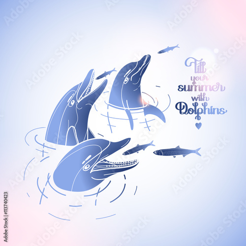 Graphic feeding dolphins