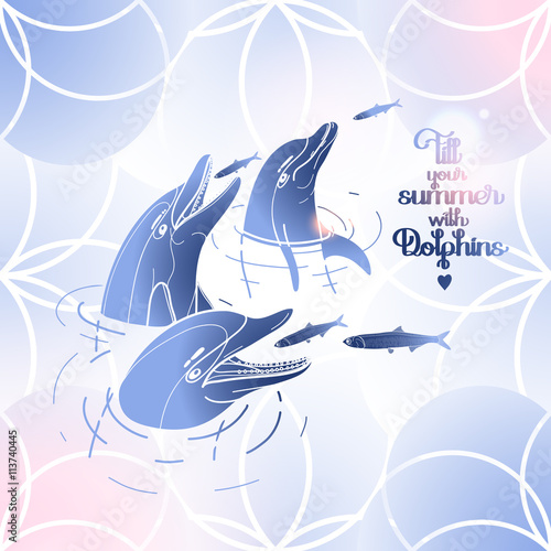 Graphic feeding dolphins