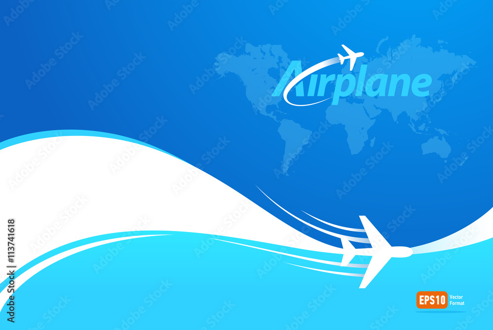 airplane flight tickets air fly sky blue travel background takeo