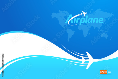 airplane flight tickets air fly sky blue travel background takeo