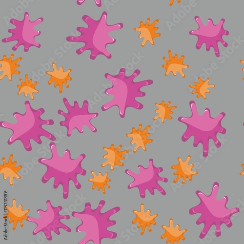 Crimson and orange blot cartoon seamless pattern 627