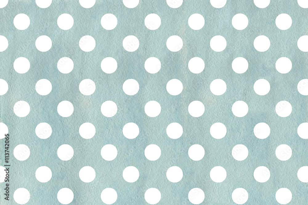 White dots on blue watercolor background.
