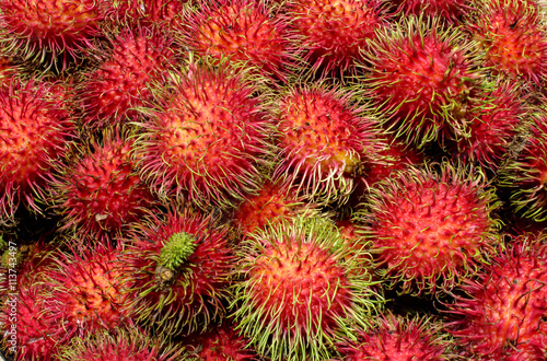 Rambutan fruit with red rambutan