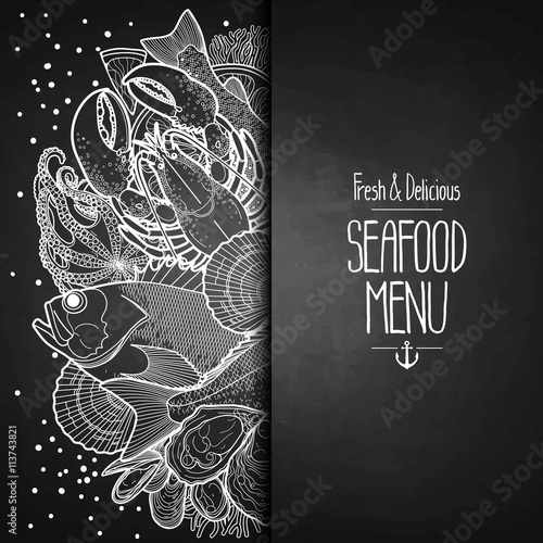 Graphic seafood menu design
