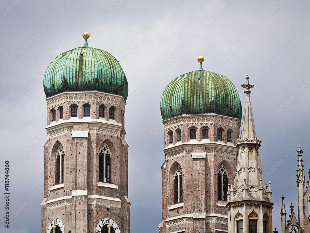 Munich, Germany -  view of the two clock towers of the Frauenkir