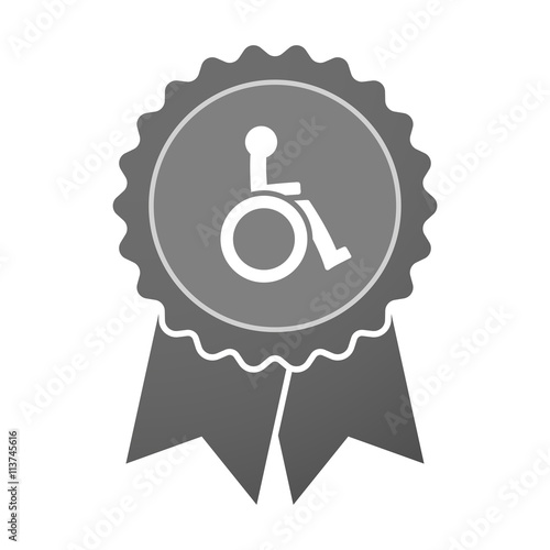 Isolated award badge with  a human figure in a wheelchair icon