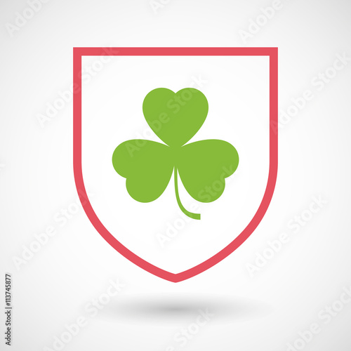 Isolated line art shield icon with a clover