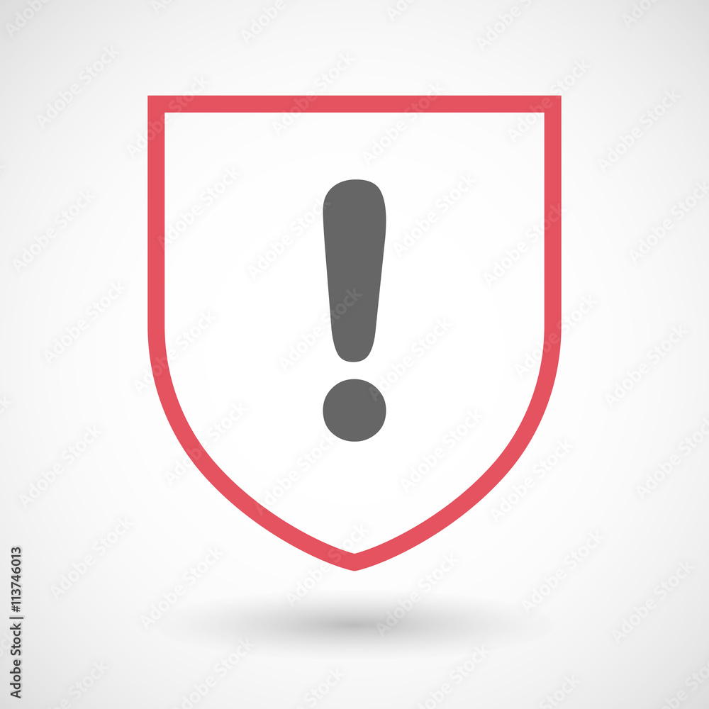 Isolated line art shield icon with an exclamarion sign Isolated line art shield icon with an exclamarion sign