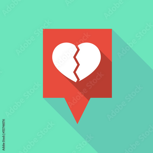Long tooltip icon with a broken heart