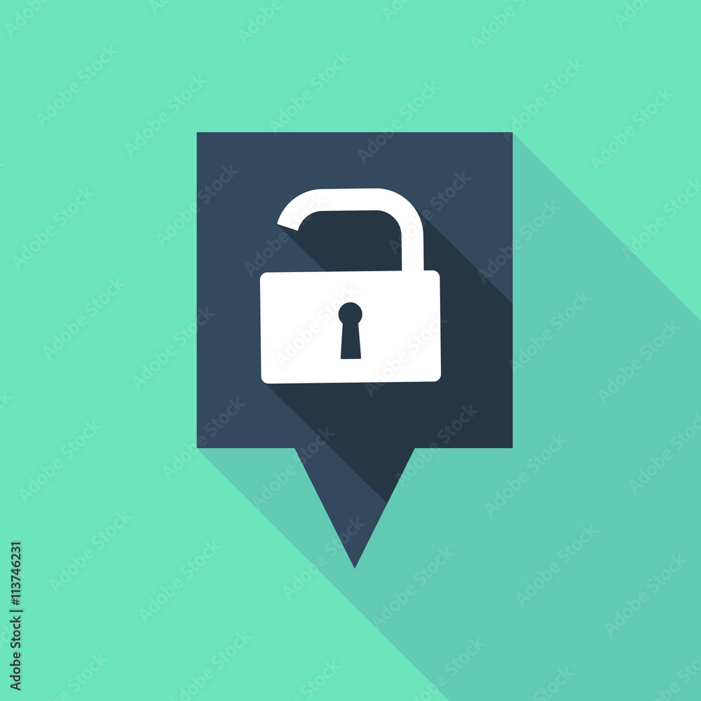 Long tooltip icon with an open lock pad Long tooltip icon with an open lock pad