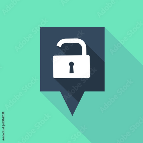 Long tooltip icon with an open lock pad