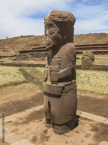 Statue in Tiahuanaco, Bolivia photo