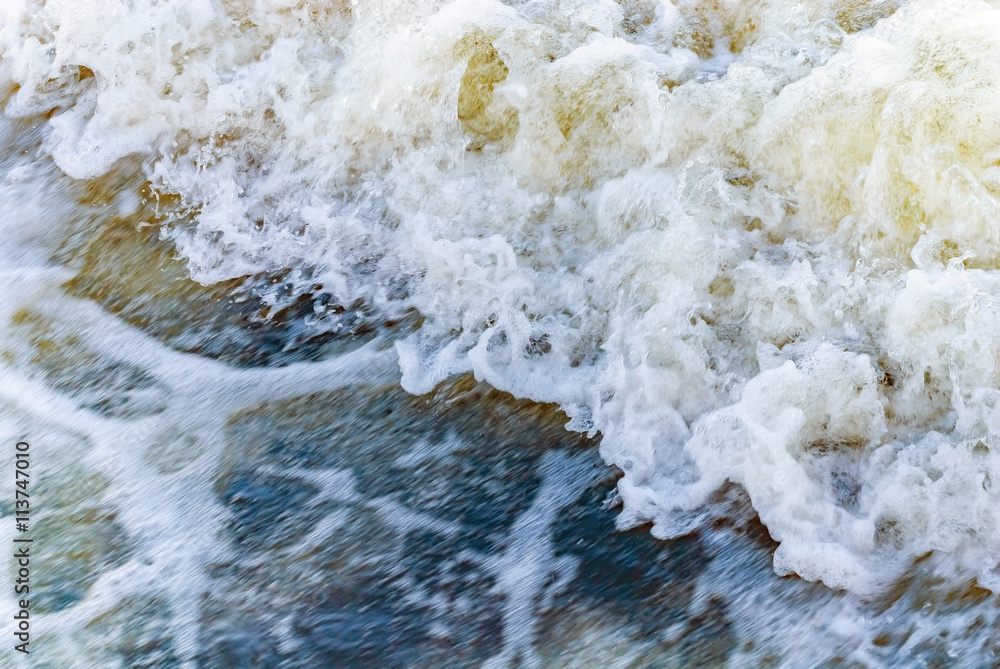 Fototapeta premium River water foam flow white stream